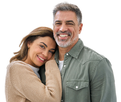 A middle-aged couple embracing